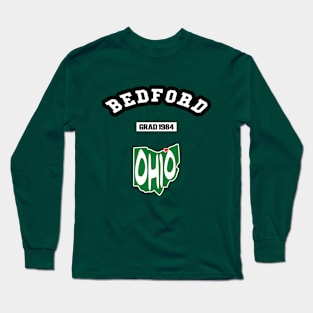 🐱‍👤 Bedford Ohio Strong, Ohio Map, Graduated 1984, City Pride Long Sleeve T-Shirt